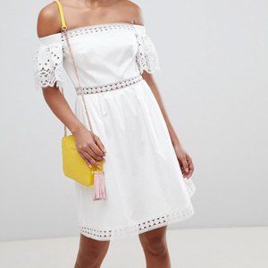 Ted Baker White Off shoulder Dress - Size 2 (6 US)